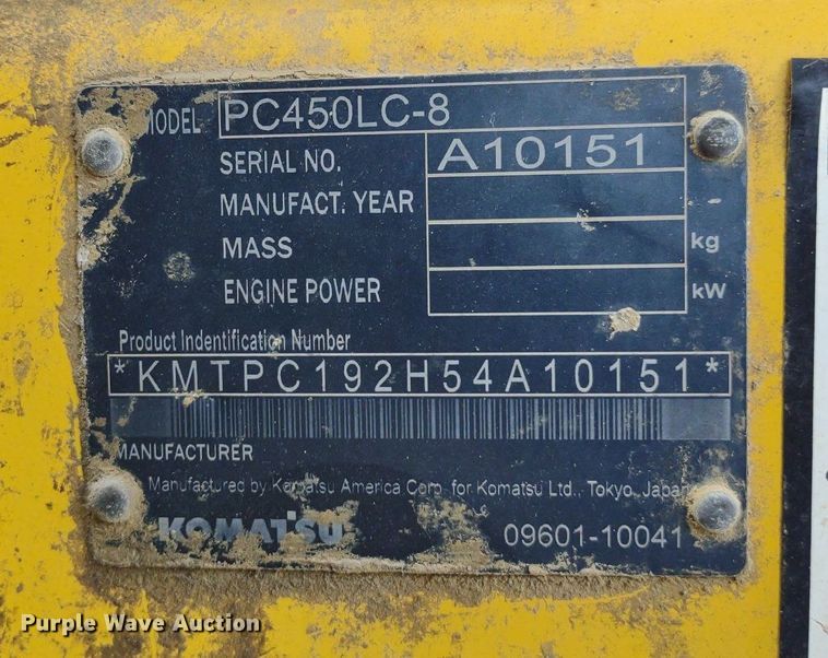 image for item DS6464 2011 Komatsu PC450LC-8  excavator
