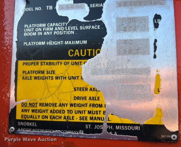 image for item II9134 Snorkelift TB-A60RD  boom lift