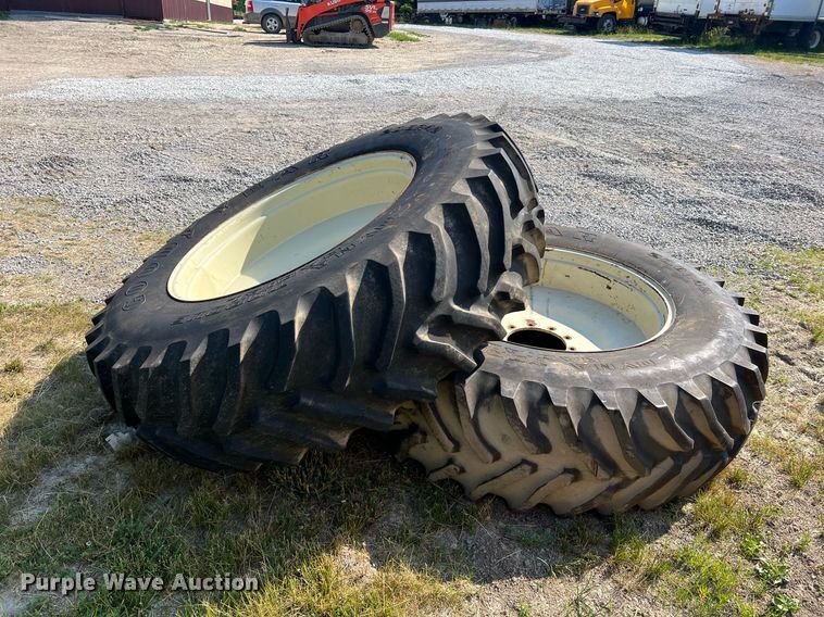 image for item II9140 (2) Goodyear Dyna Torque Radial 20.8R42 tires and wheels