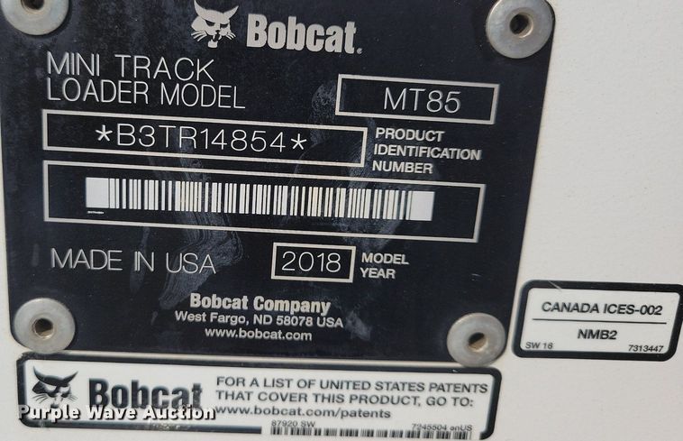 image for item JO9170 2018 Bobcat MT85  compact utility loader