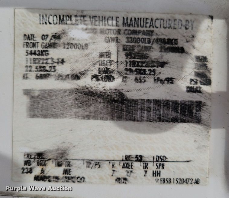 image for item JO9175 1999 Ford F800  crane truck