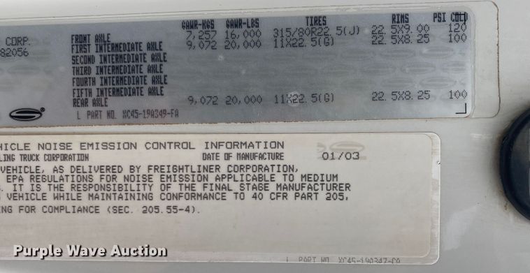 image for item JW9265 2003 Sterling Acterra  dump truck