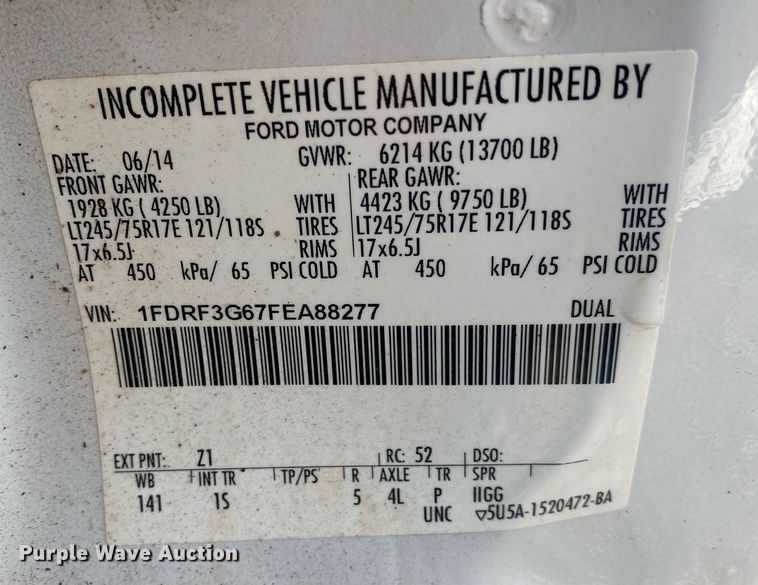 image for item JW9280 2015 Ford F350 Super Duty XL  utility bed pickup truck