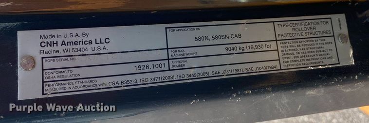 image for item KW9249 2016 Case 580 Super N  backhoe