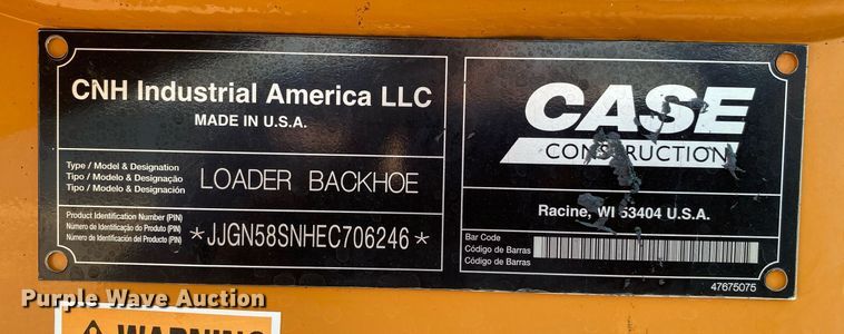 image for item KW9256 2014 Case 580 Super N  backhoe