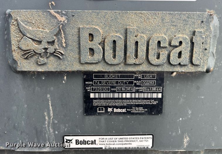 image for item LA9986 Bobcat 74  skid steer bucket