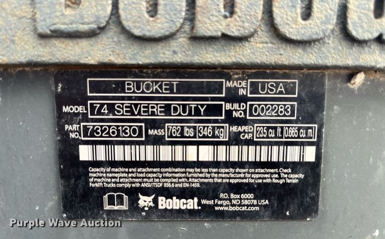 image for item LA9986 Bobcat 74  skid steer bucket