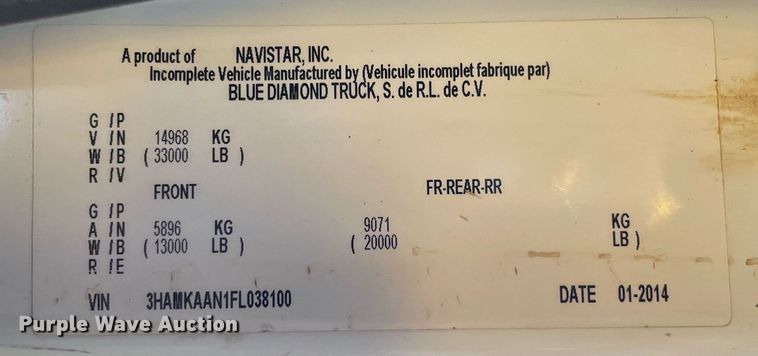 image for item LJ9723 2015 International DuraStar 4400  digger derrick truck