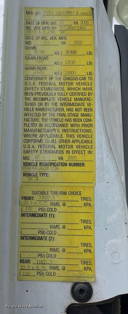 image for item LJ9733 2006 International 7400  dump truck