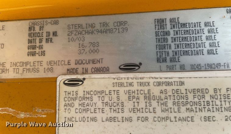 image for item LJ9739 2004 Sterling Acterra  flatbed truck