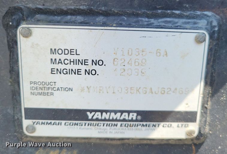 image for item LR9282 2016 Yanmar ViO35  mini excavator