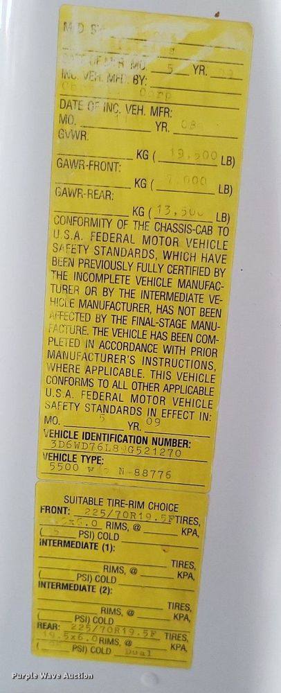 image for item LS9544 2009 Dodge Ram 5500HD  bucket truck