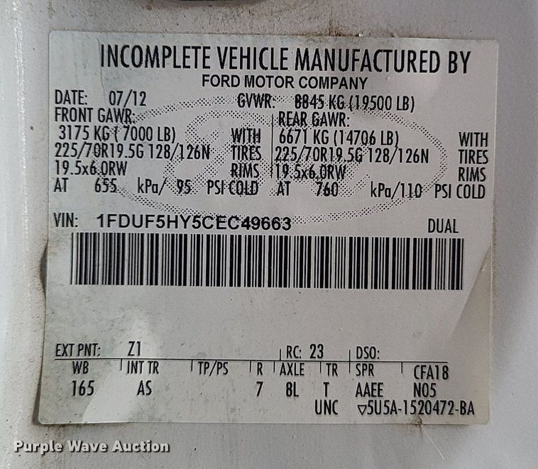 image for item LS9546 2012 Ford F550 Super Duty XL  bucket truck