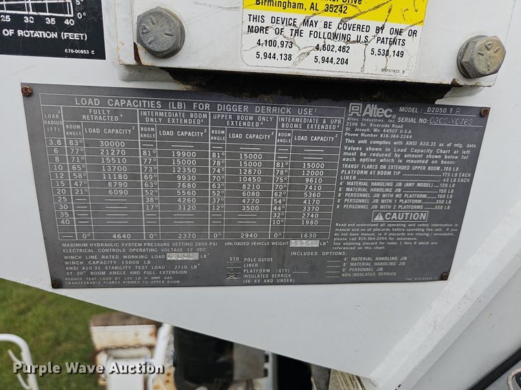 image for item LW9668 2002 Freightliner FL80  Crew Cab digger derrick truck