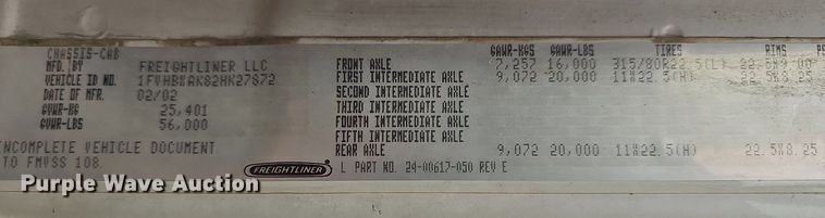 image for item LW9668 2002 Freightliner FL80  Crew Cab digger derrick truck