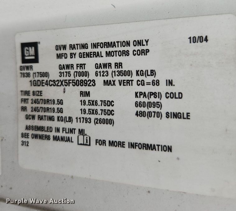 image for item LX9619 2005 GMC C4500  flatbed truck