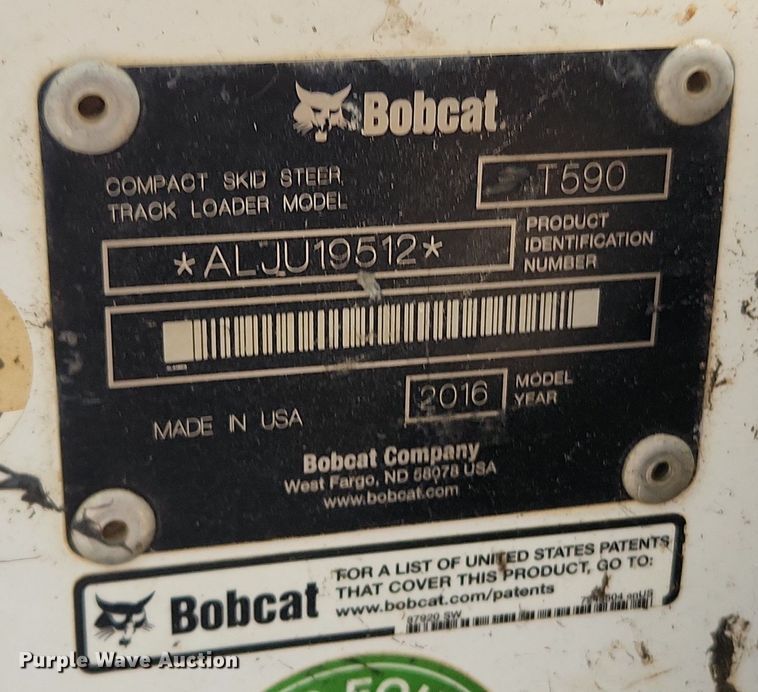 image for item LX9719 2016 Bobcat T590  tracked skid steer loader