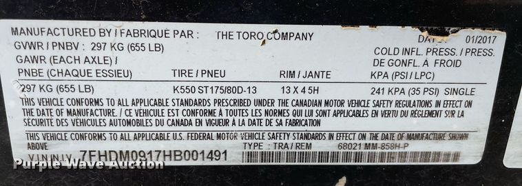 image for item ME9815 2017 Toro 68021  concrete mixer