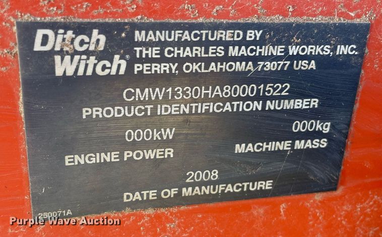 image for item ME9860 2008 Ditch Witch 1330  trencher