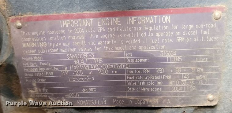 image for item ML9471 2005 Komatsu WA450-5L  wheel loader