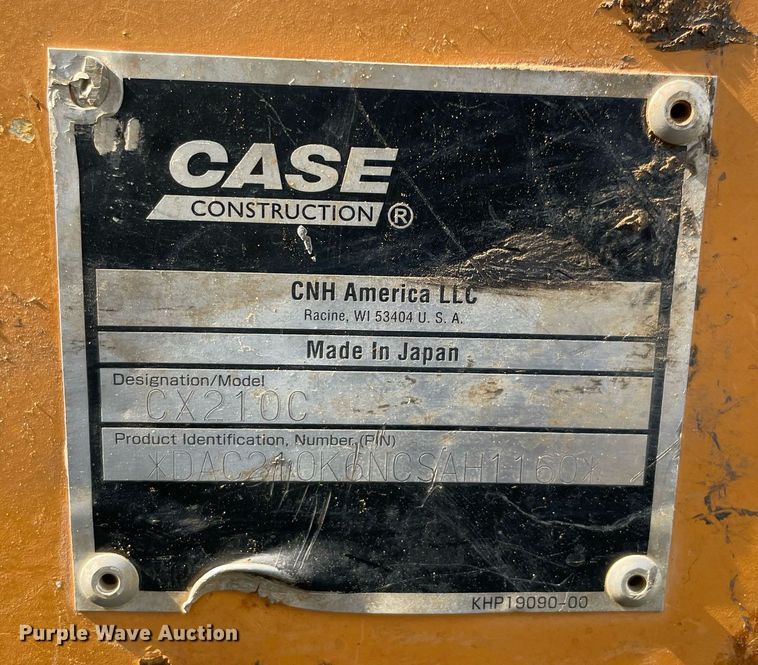 image for item MR9093 2012 Case CX210C  excavator