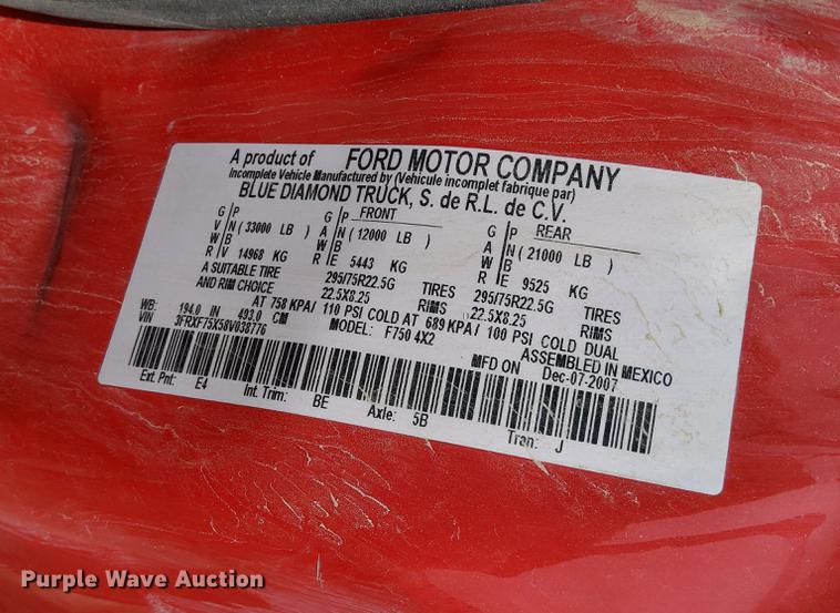 image for item DN6439 2008 Ford F750 Super Duty  utility / service truck