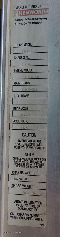 image for item DN6448 1999 Kenworth W900  ready mix truck