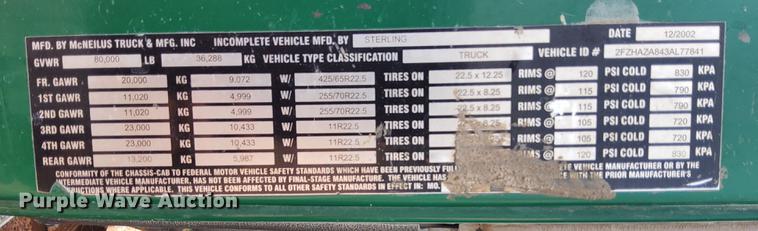 image for item DN6452 2003 Sterling LT9500  ready mix truck