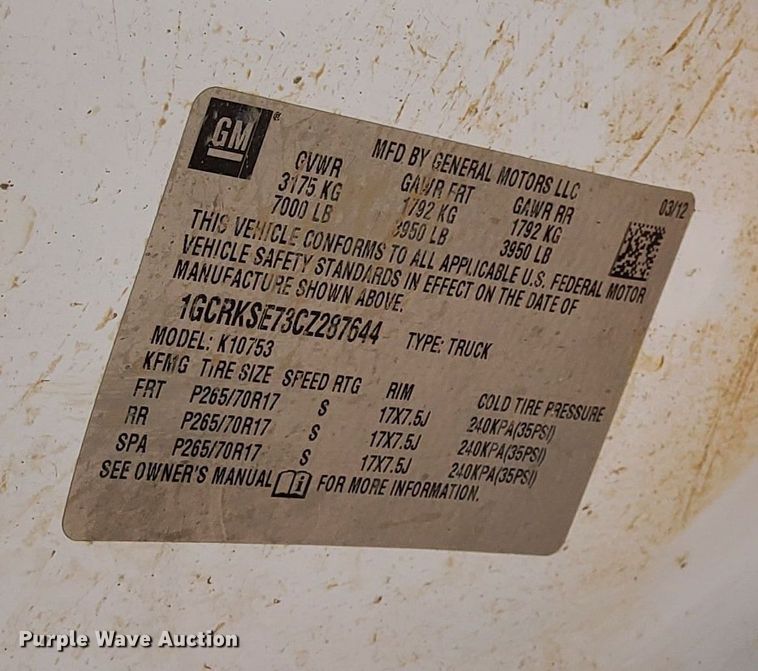 image for item DN6467 2012 Chevrolet Silverado 1500  Ext. Cab pickup truck