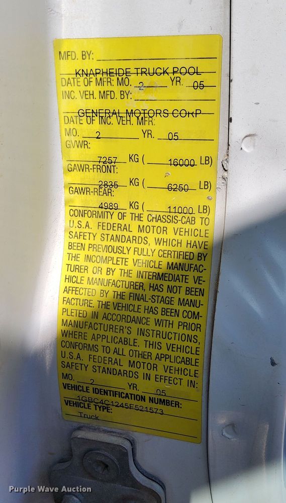 image for item DN6469 2005 Chevrolet C4500  utility / service truck