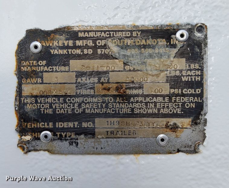 image for item DN6472 2000 Dakota  bottom dump trailer