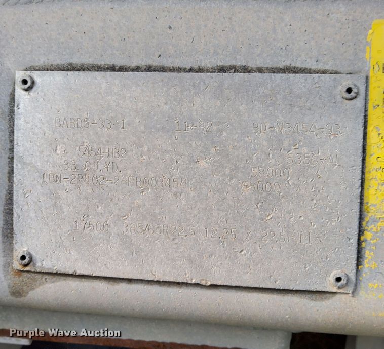 image for item DN6489 1993 Beall BD-N3454-93  bottom dump trailer