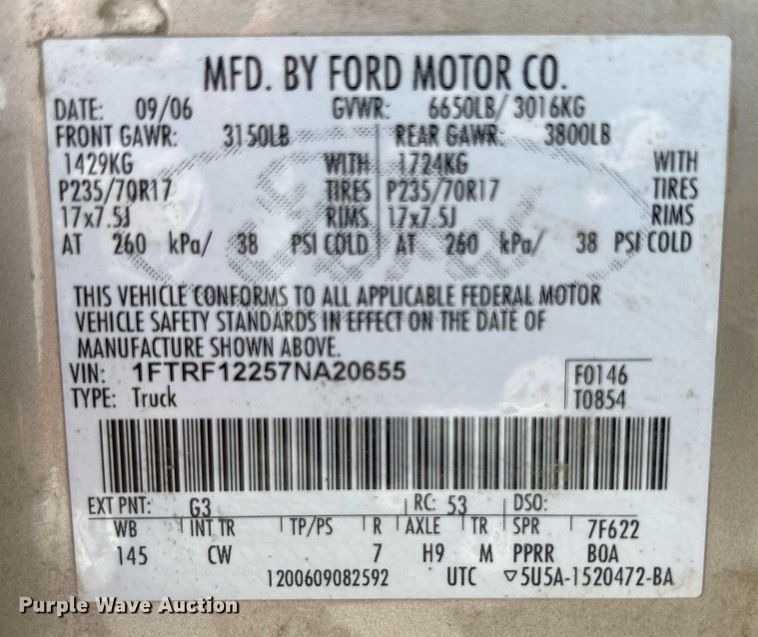 image for item DR4635 2007 Ford F150 XL  pickup truck