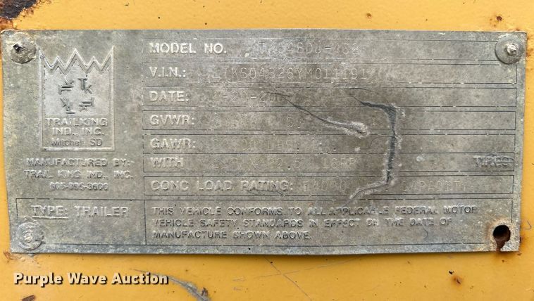 image for item DR4652 2000 Trail King TK54BBU-432  bottom dump trailer