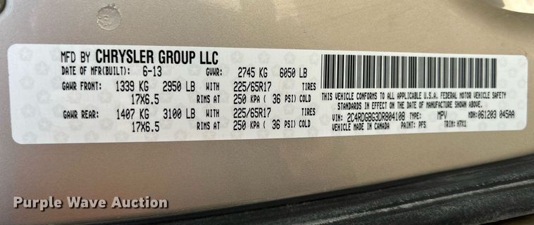 image for item DR4666 2013 Dodge Grand Caravan  van