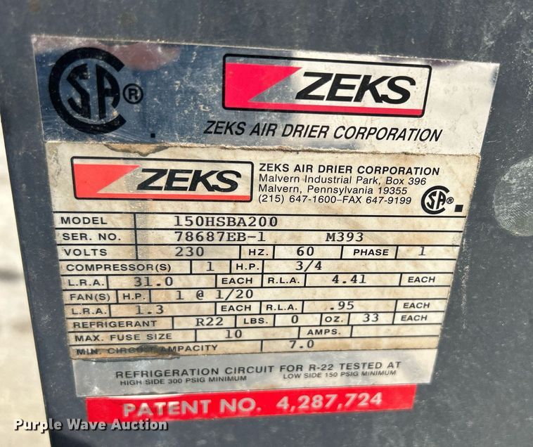 image for item MC9940 Zeks 150HSBA200  air dryer