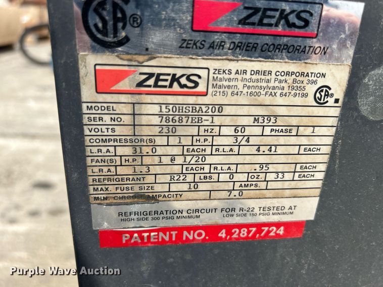 image for item MC9940 Zeks 150HSBA200  air dryer