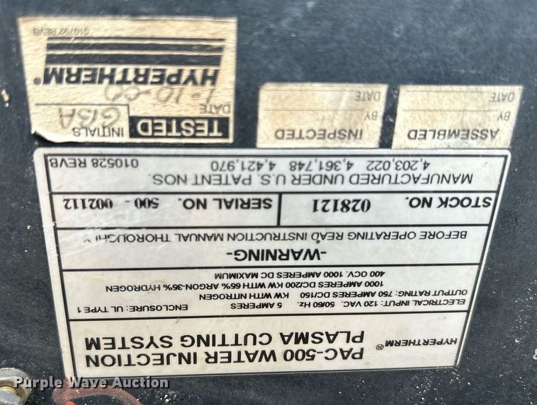 image for item MC9962 Hypertherm PAC-500  plasma cutting system