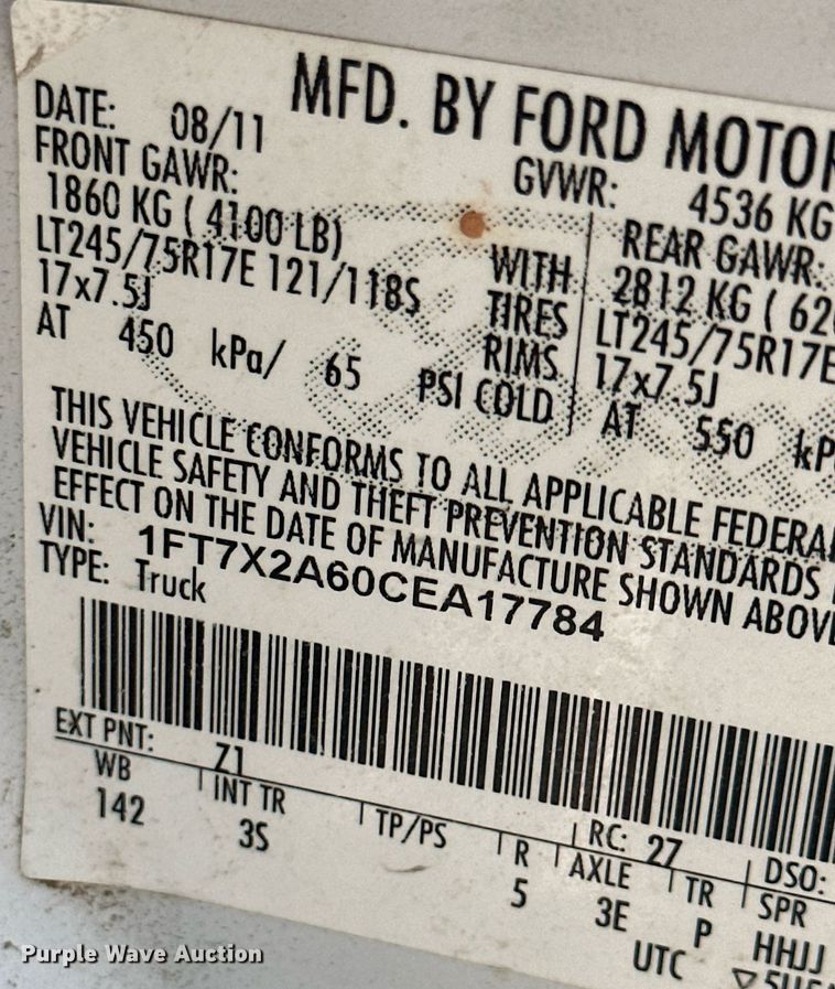 image for item NY9035 2012 Ford F250 Super Duty XLT  SuperCab pickup truck