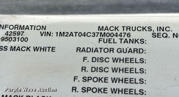 image for item NY9065 2007 Mack CTP713  ready mix truck