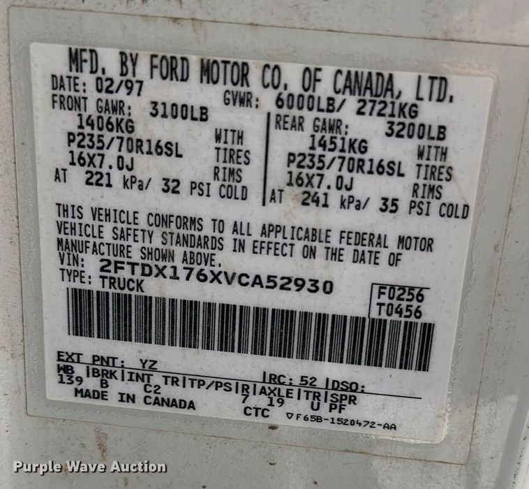 image for item NY9066 1997 Ford F150 XL  SuperCab pickup truck