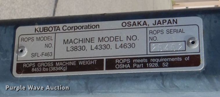 image for item AF9688 Kubota L3830D  MFWD tractor