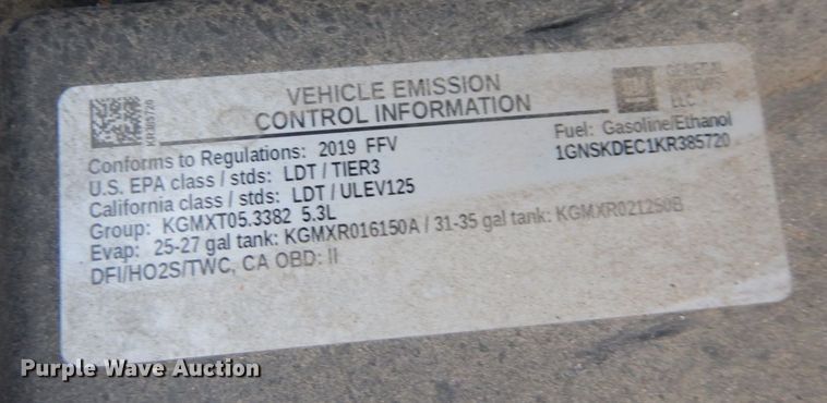 image for item AF9692 2019 Chevrolet Tahoe  SUV