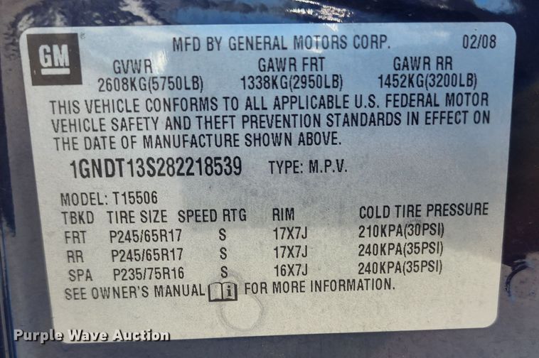 image for item DC6211 2008  Chevrolet TrailBlazer  SUV