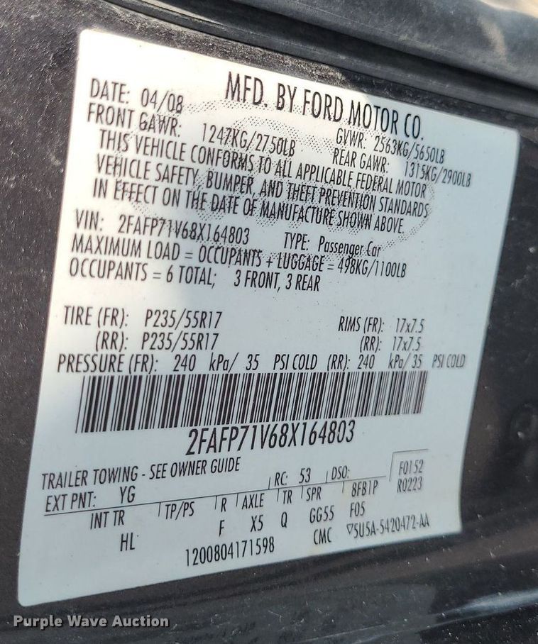 image for item DK1876 2008 Ford Crown Victoria Police Interceptor