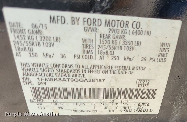 image for item DK1878 2016 Ford Explorer Police Interceptor  SUV