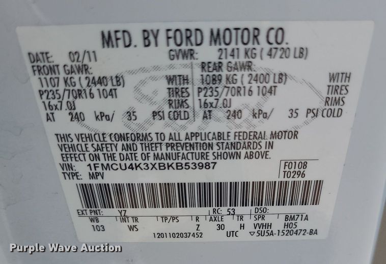 image for item DK1880 2011 Ford Escape Hybrid  SUV