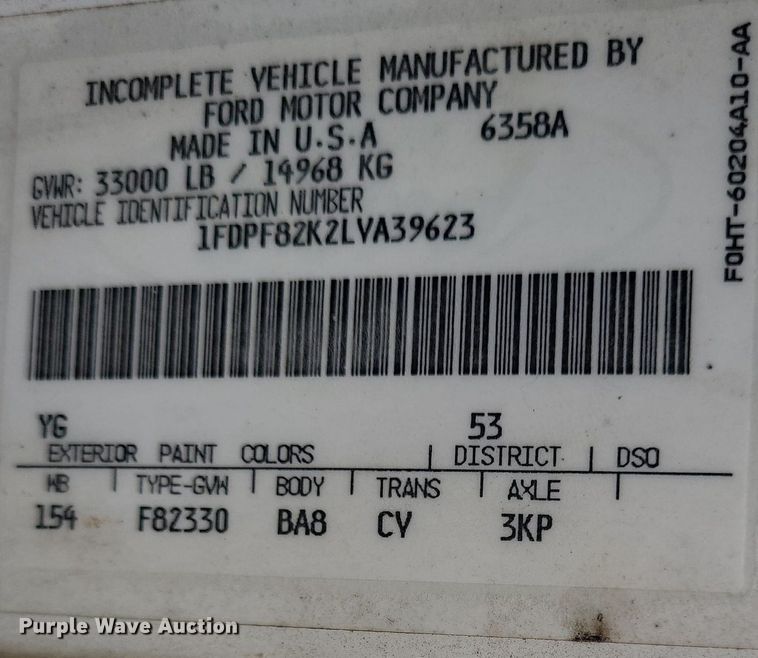 image for item DK1888 1990 Ford F800  sewer jetter truck