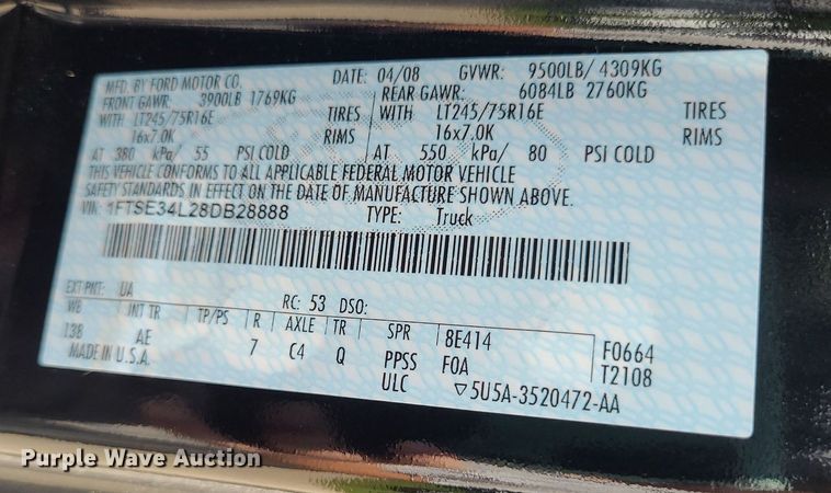 image for item DK1934 2008 Ford E350 Super Duty  van