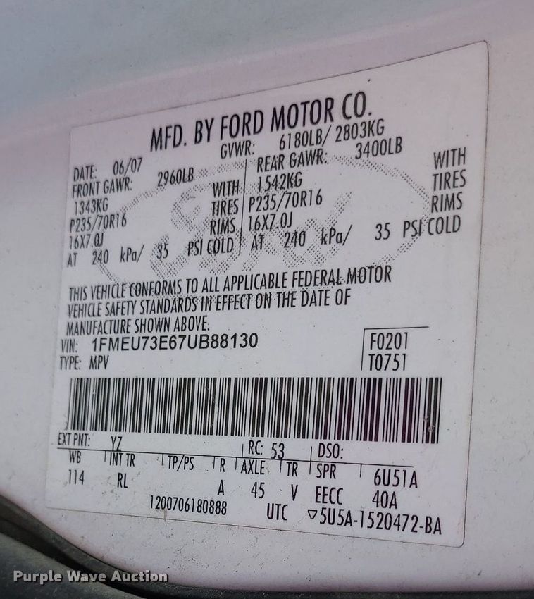 image for item DK1938 2007 Ford Explorer XLT  SUV